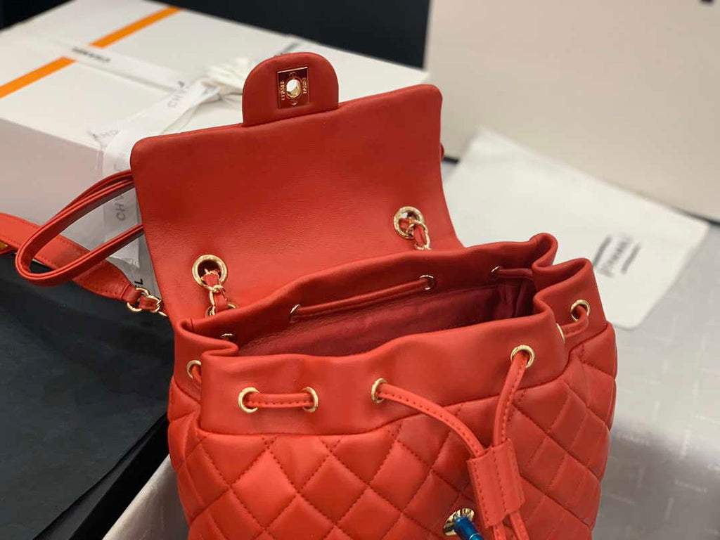 Chanel A91120 Backpack Vintage Lambskin Bag Red