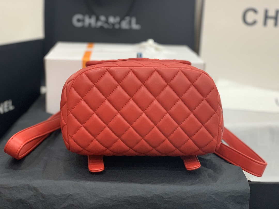 Chanel A91120 Backpack Vintage Lambskin Bag Red