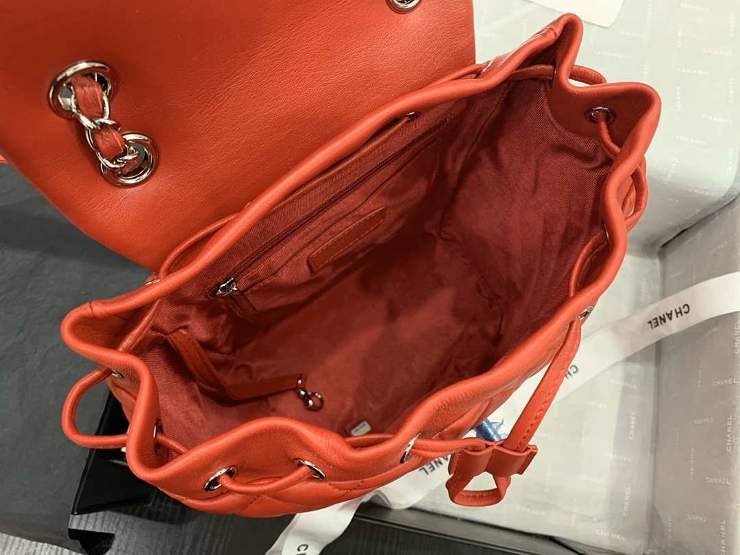 Chanel A91120 Backpack Vintage Lambskin Bag Red - Gold / Small 25 x 20 x10 ???? - View 18