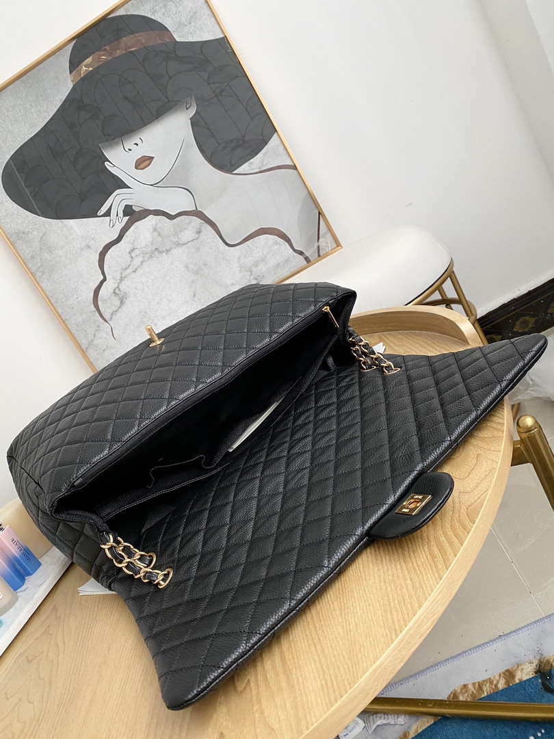 Chanel A91169 Flap Travel Bag Airport Series A94305 caviar calfskin Black Gold - Default Title - View 9