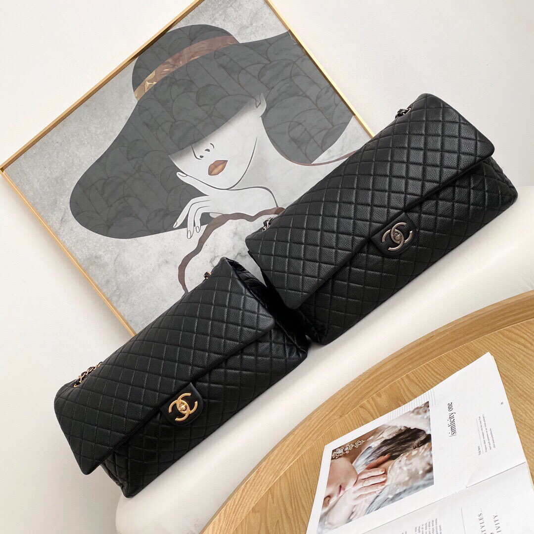 Chanel A91169 Flap Travel Bag Airport Series A94305 caviar calfskin Black Silver