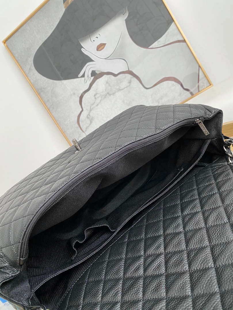 Chanel A91169 Flap Travel Bag Airport Series A94305 caviar calfskin Black Silver
