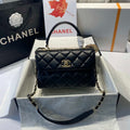 Chanel A92236 Flap Bag With Top Handle Lambskin & Gold-Tone Metal Black - Default Title - View 1