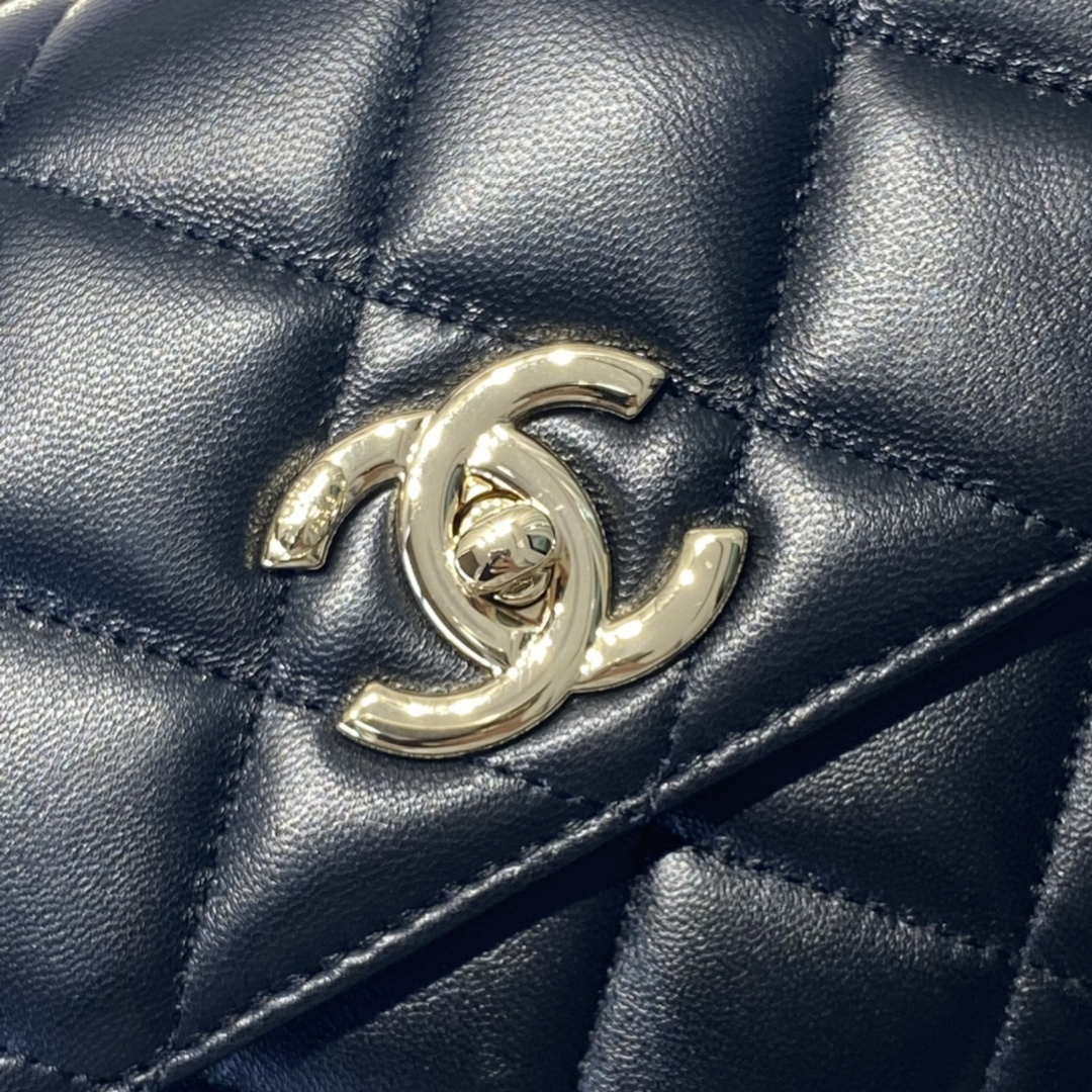 Chanel A92236 Flap Bag With Top Handle Lambskin & Gold-Tone Metal Black - Default Title - View 3