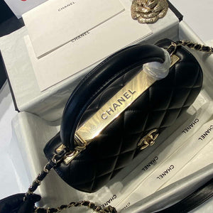 Chanel A92236 Flap Bag With Top Handle Lambskin & Gold-Tone Metal Black - Default Title - View 4