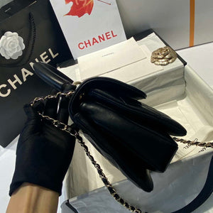 Chanel A92236 Flap Bag With Top Handle Lambskin & Gold-Tone Metal Black - Default Title - View 5