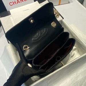 Chanel A92236 Flap Bag With Top Handle Lambskin & Gold-Tone Metal Black - Default Title - View 9