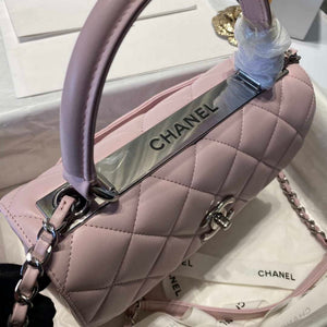 Chanel A92236 Flap Bag With Top Handle Lambskin & Gold-Tone Metal Pink - Default Title - View 4