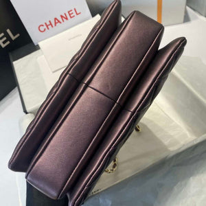 Chanel A92236 Flap Bag With Top Handle Lambskin & Gold-Tone Metal Purple - Default Title - View 5