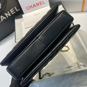 Chanel A92236 Flap Bag With Top Handle Lambskin & Gold-Tone Metal V Gird Black - Default Title - View 7