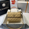 Chanel A92236 Flap Bag With Top Handle Lambskin & Gold-Tone Metal Apricot - Default Title - View 1