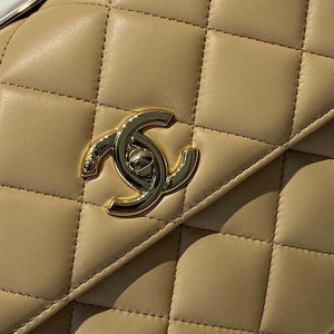 Chanel A92236 Flap Bag With Top Handle Lambskin & Gold-Tone Metal Apricot - Default Title - View 3