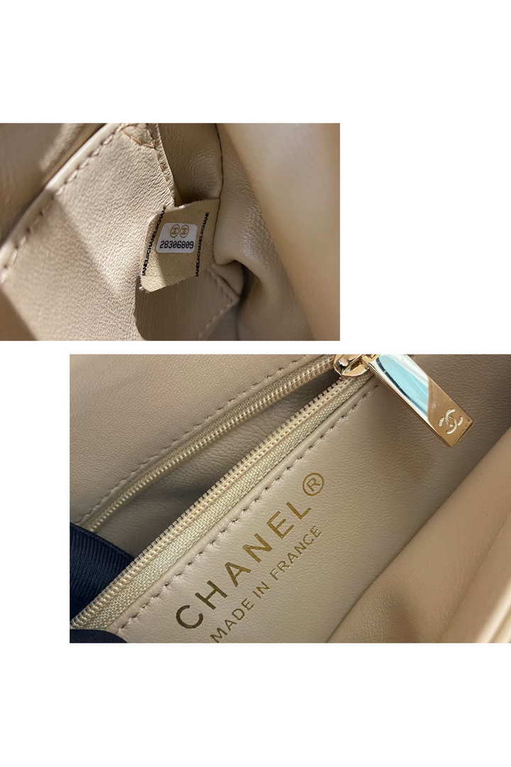 Chanel A92236 Flap Bag With Top Handle Lambskin & Gold-Tone Metal Apricot - Default Title - View 9