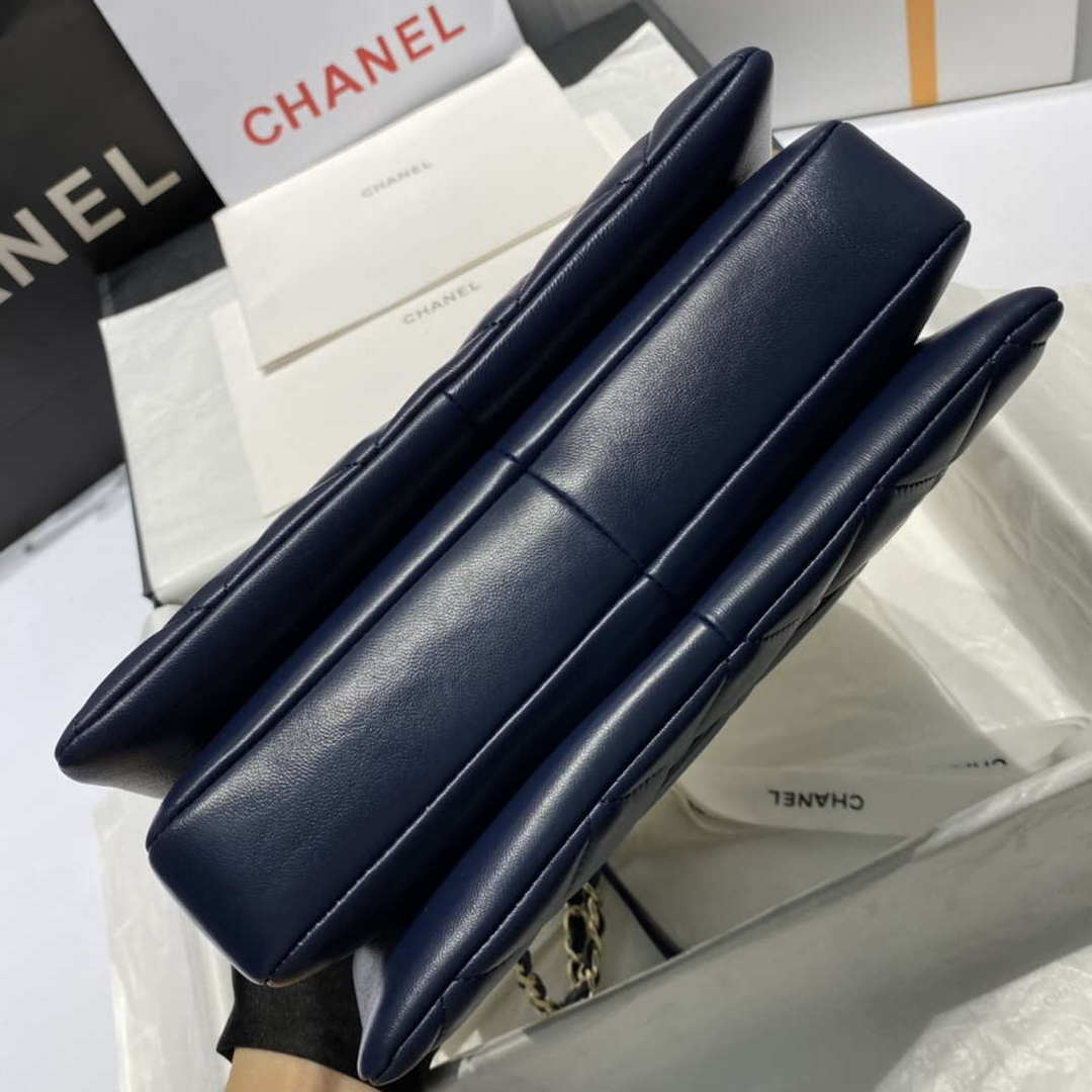 Chanel A92236 Flap Bag With Top Handle Lambskin & Gold-Tone Metal Navy Blue - Default Title - View 7
