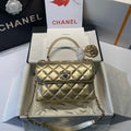 Chanel A92236 Flap Bag With Top Handle Lambskin & Gold-Tone Metal Gold - Default Title - View 1