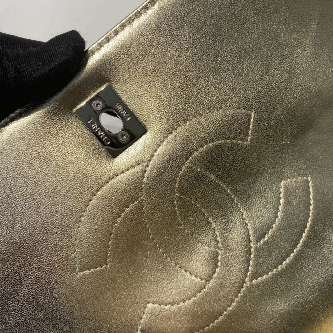 Chanel A92236 Flap Bag With Top Handle Lambskin & Gold-Tone Metal Gold