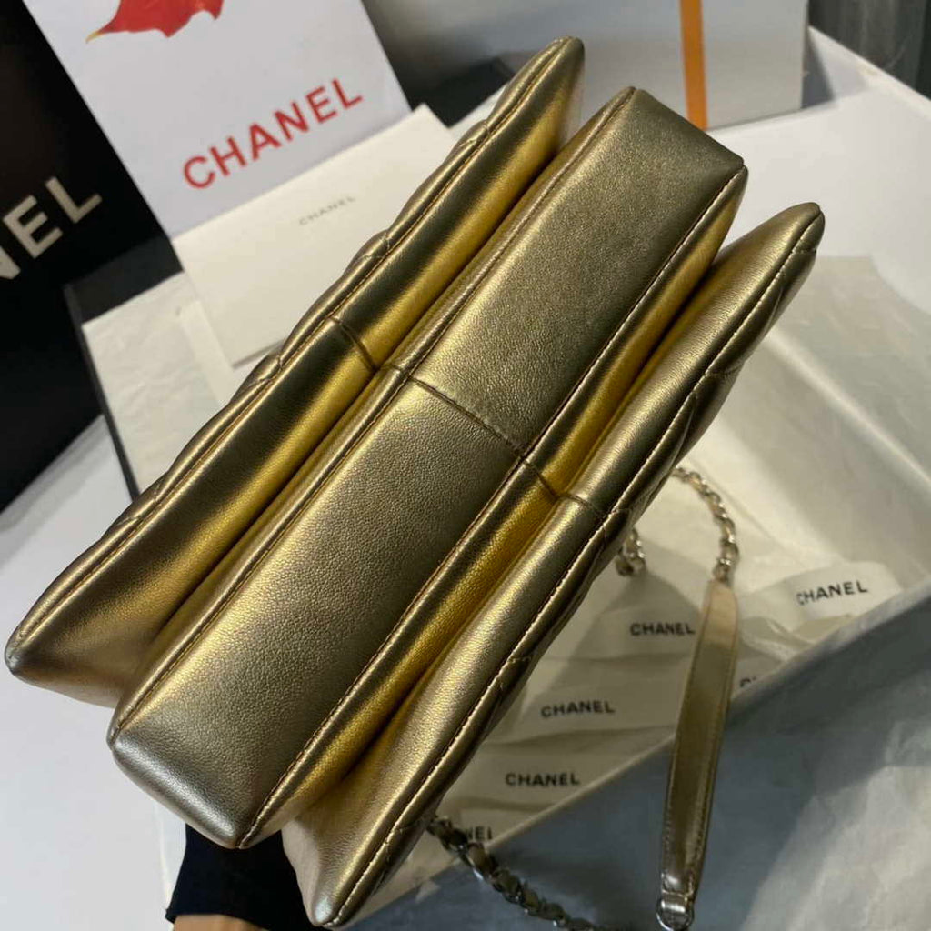 Chanel A92236 Flap Bag With Top Handle Lambskin & Gold-Tone Metal Gold