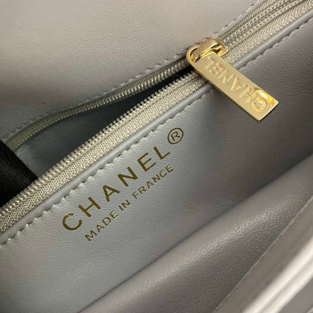 Chanel A92236 Flap Bag With Top Handle Lambskin & Gold-Tone Metal Gray