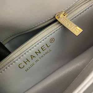 Chanel A92236 Flap Bag With Top Handle Lambskin & Gold-Tone Metal Gray - Default Title - View 9