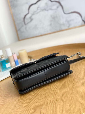 Chanel A92236 Flap Bag With Top Handle Relief Lambskin bag Black Gold - Default Title - View 7