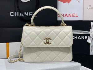 Chanel A92236 Small Trendy CC Flap Bag With Top Handle Lambskin bag White Gold - Default Title - View 2
