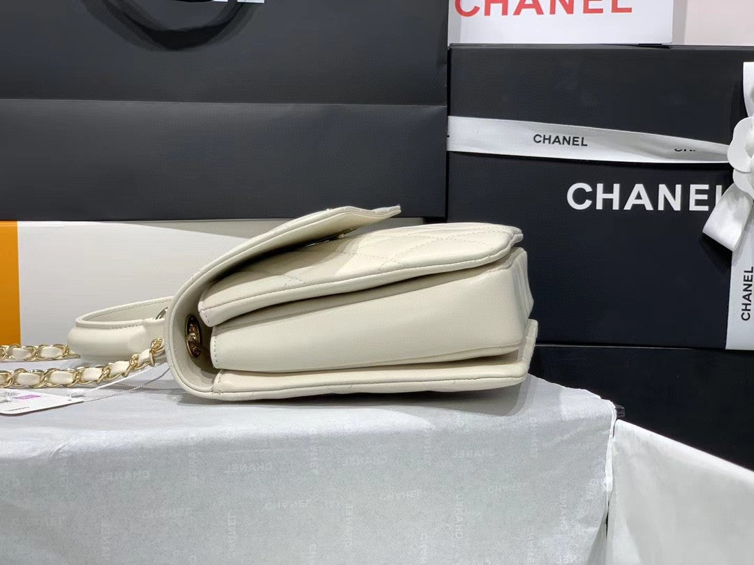 Chanel A92236 Small Trendy CC Flap Bag With Top Handle Lambskin bag White Gold - Default Title - View 3