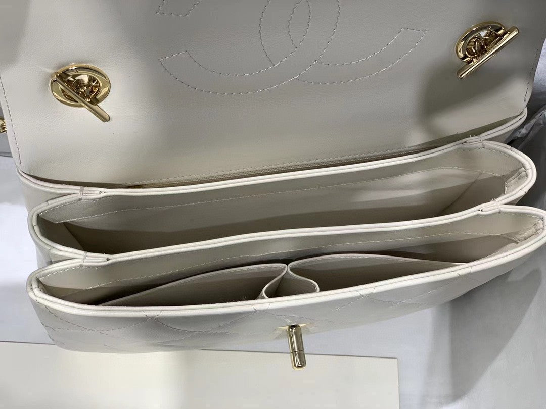 Chanel A92236 Small Trendy CC Flap Bag With Top Handle Lambskin bag White Gold - Default Title - View 8