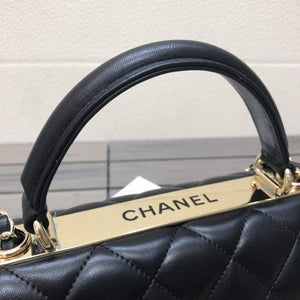 Chanel A92236 Small Trendy CC Flap Bag With Top Handle Lambskin bag Black Gold - Default Title - View 5