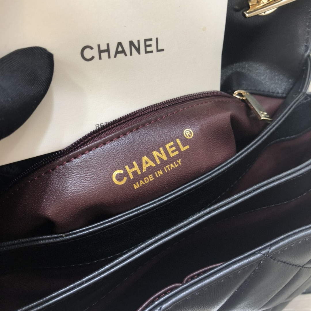 Chanel A92236 Small Trendy CC Flap Bag With Top Handle Lambskin bag Black Gold - Default Title - View 9