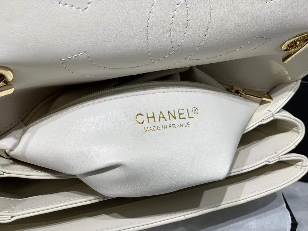 Chanel A92236 Small Trendy CC Flap Bag With Top Handle Lambskin bag White Gold - Default Title - View 9