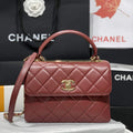 Chanel A92236 Small Trendy CC Flap Bag With Top Handle Lambskin bag Wine Red Gold - Default Title - View 1