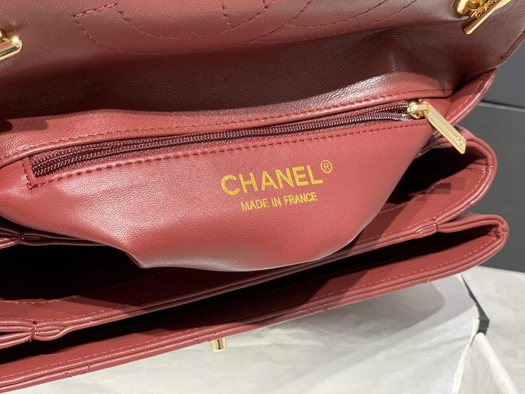 Chanel A92236 Small Trendy CC Flap Bag With Top Handle Lambskin bag Wine Red Gold - Default Title - View 8