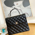 Chanel A92237 Large Flap Bag Trendy CC With Top Handle Relief Black Lambskin Gold - Default Title - View 1