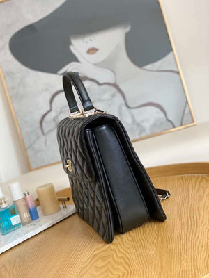 Chanel A92237 Large Flap Bag Trendy CC With Top Handle Relief Black Lambskin Gold - Default Title - View 5