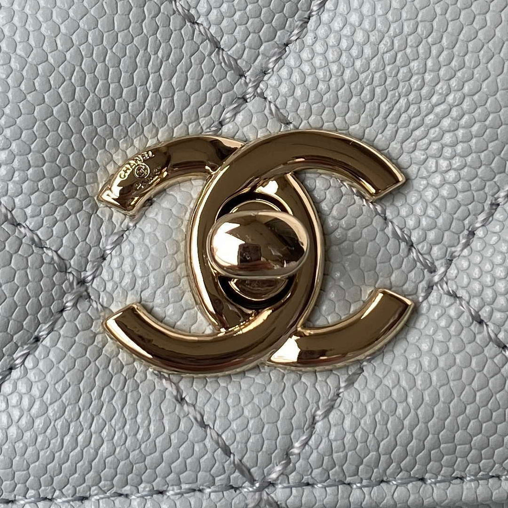 Chanel A92990 Medium Flap Bag With Top Handle Calfskin  Bag Light Blue