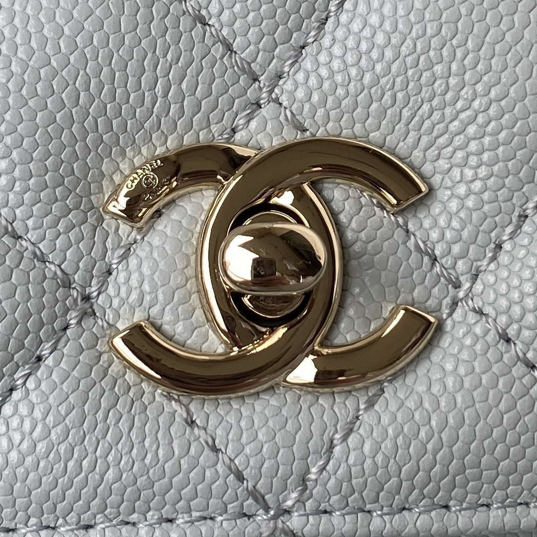 Chanel A92990 Medium Flap Bag With Top Handle Calfskin  Bag Light Blue