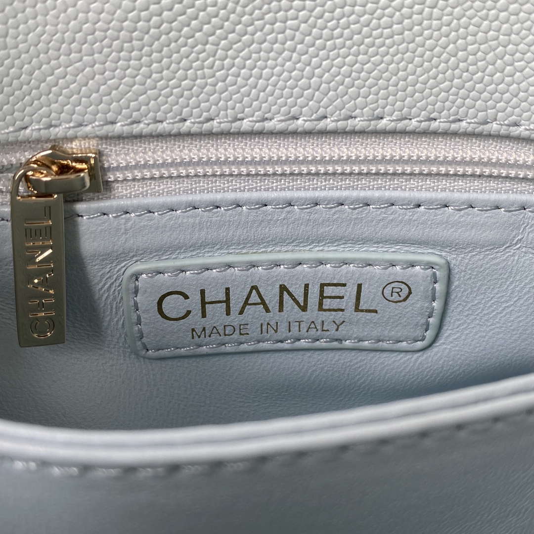 Chanel A92990 Medium Flap Bag With Top Handle Calfskin  Bag Light Blue - Default Title - View 7