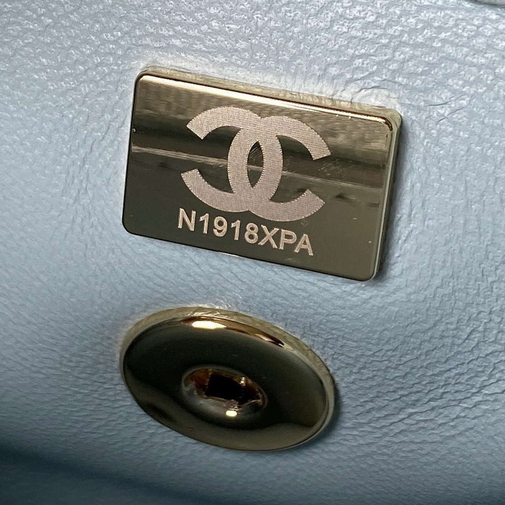 Chanel A92990 Medium Flap Bag With Top Handle Calfskin  Bag Light Blue