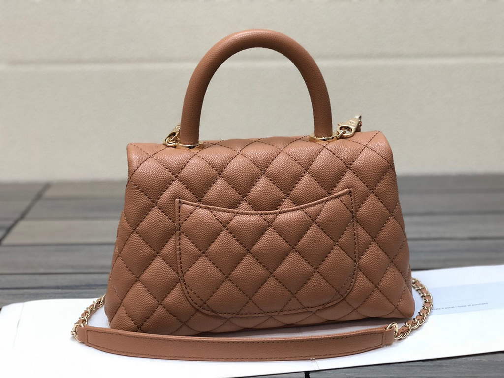 Chanel A92990 Medium Flap Bag With Top Handle Bag Brown