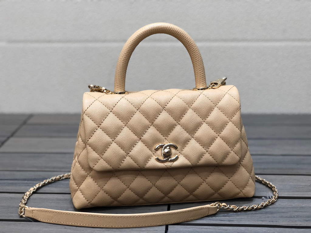 Chanel A92990 Medium Flap Bag With Top Handle Bag Apricot