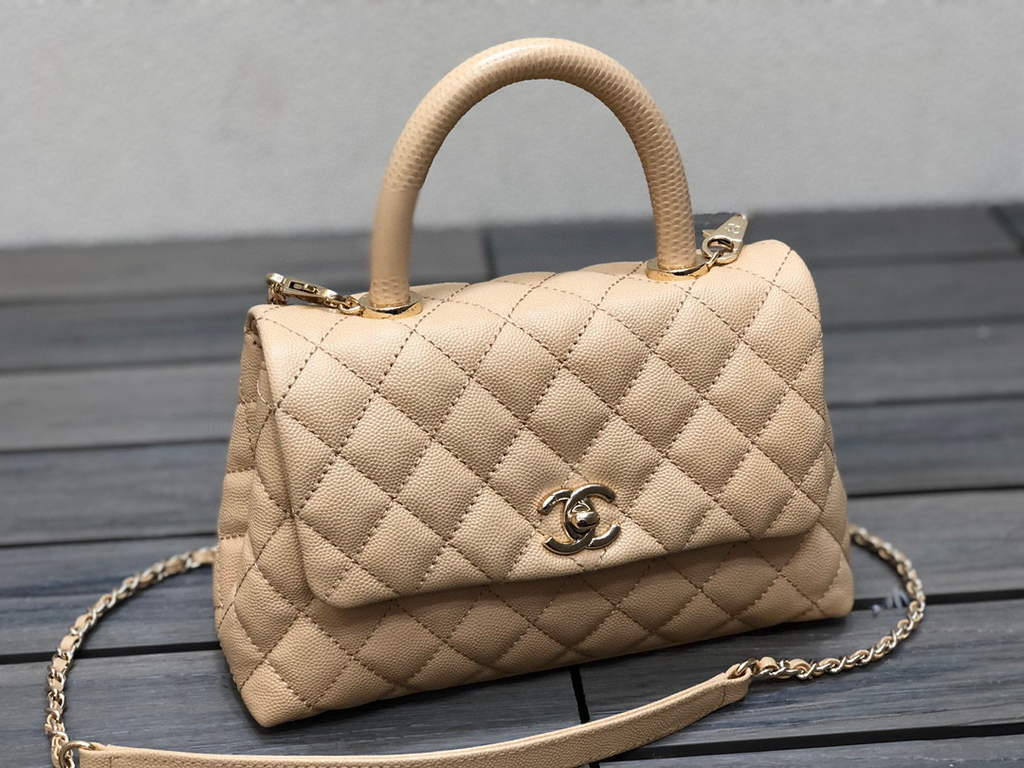 Chanel A92990 Medium Flap Bag With Top Handle Bag Apricot