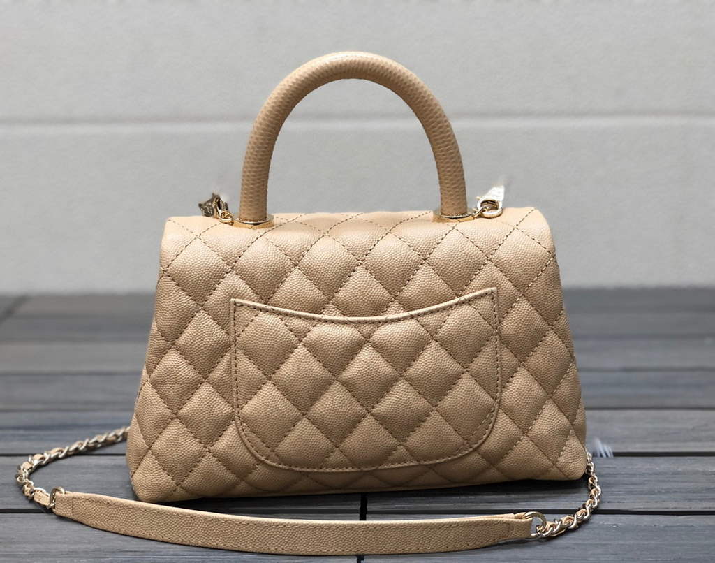 Chanel A92990 Medium Flap Bag With Top Handle Bag Apricot
