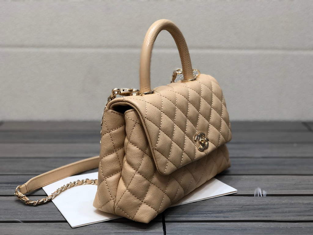 Chanel A92990 Medium Flap Bag With Top Handle Bag Apricot