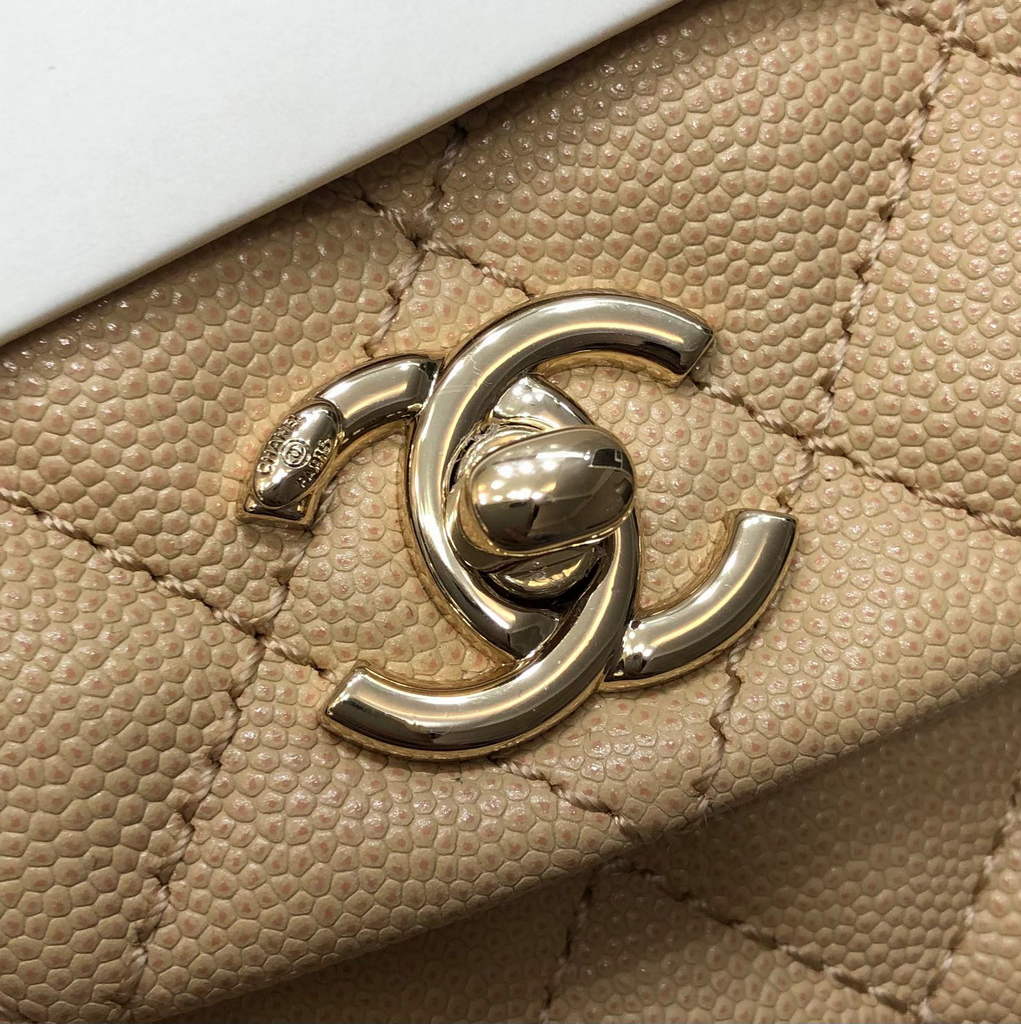 Chanel A92990 Medium Flap Bag With Top Handle Bag Apricot - Default Title - View 6