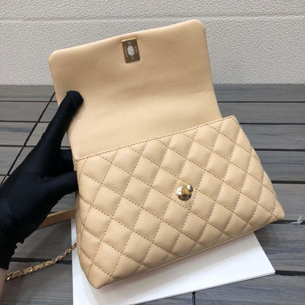 Chanel A92990 Medium Flap Bag With Top Handle Bag Apricot