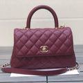 Chanel A92990 Medium Flap Bag With Top Handle Bag Wine Red - Default Title - View 1