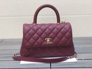 Chanel A92990 Medium Flap Bag With Top Handle Bag Wine Red - Default Title - View 1