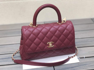 Chanel A92990 Medium Flap Bag With Top Handle Bag Wine Red - Default Title - View 2
