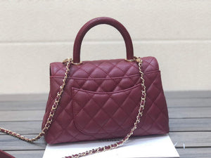 Chanel A92990 Medium Flap Bag With Top Handle Bag Wine Red - Default Title - View 3