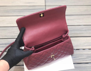 Chanel A92990 Medium Flap Bag With Top Handle Bag Wine Red - Default Title - View 7